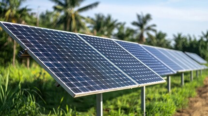 Solar Panels in a Tropical Landscape