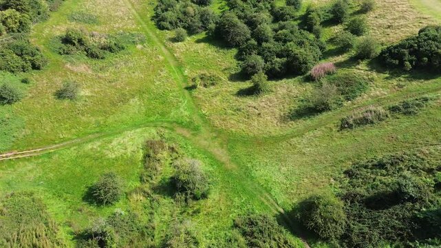 Aerial Shot of A Crossroads Where Four Rural Paths Meet [4K]