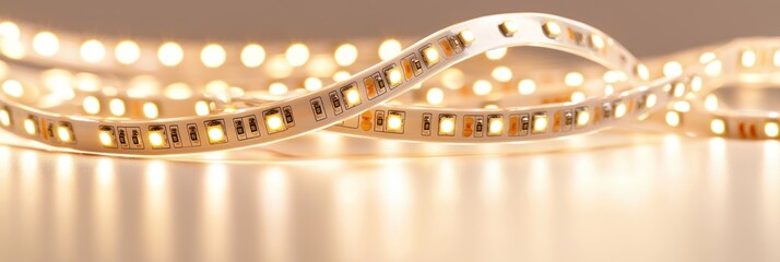 LED Strip Lights Close Up   Modern Home Decor   Warm White Illumination