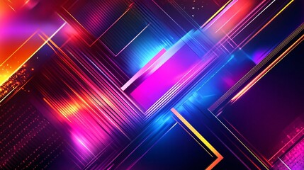 Obraz premium Futuristic and bold abstract background design with a mix of neon colors and geometric patterns