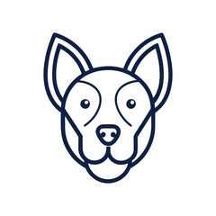 simple Minimalist monoline lineart outline dog head icon logo template vector illustration