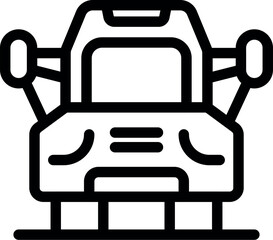 Line icon of a futuristic self driving vehicle navigating with advanced sensors