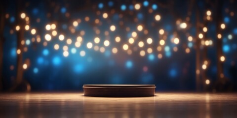 Free stage with lights, lighting devices.