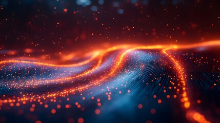 Obraz premium High-resolution 3D image of an abstract road with network lines of communication, softened by a blurred backdrop.