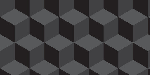 Abstract black and gray from cubes vector art background. Geometric tiles and mosaic creative stylish seamless pattern block cube background. minimal hexagon Cubes mosaic shape vector design.