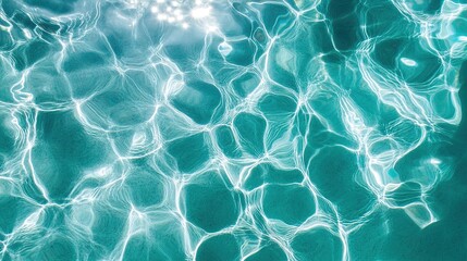 Stunning Top-View of Pristine Turquoise Pool Water with Ripples and Reflections, Ideal for a Serene Background or Wallpaper