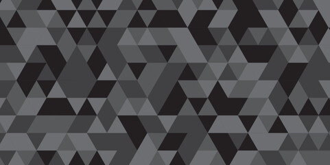 Abstract geometric black and gray background. seamless mosaic polygon triangle texture wallpaper. Triangle shape retro wall grid pattern geometric ornament vector square element background.