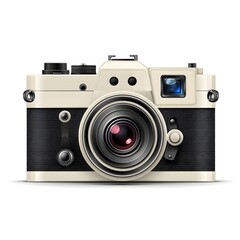 Detailed Icon with and Flash Symbolizing Photography on White Background