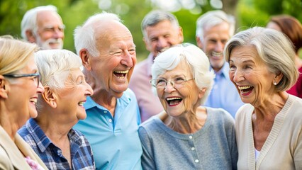 Smiling Elderly People Engaged In Lively Conversation And Laughter While Gathering For A Community Event