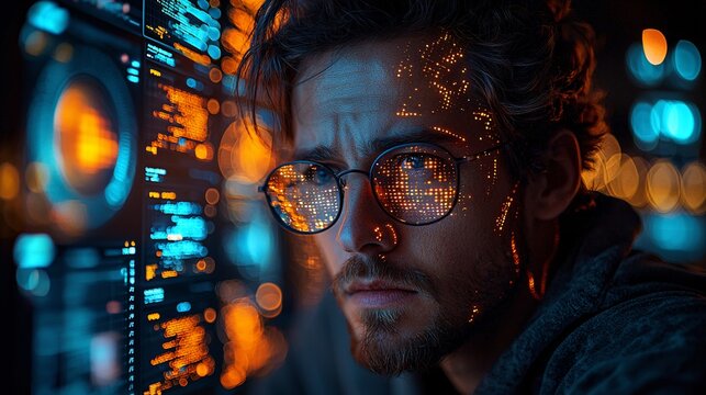 A developer analyzing AI-driven code completions in an advanced code editor, optimizing algorithms for performance.
