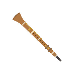 Musical instrument clarinet flat design vector illustration isolated on white background.