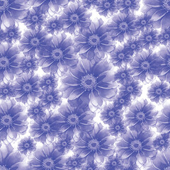 Gradiant  Flowers Seamless Pattern