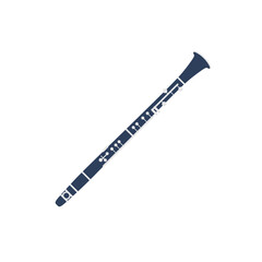 Musical instrument clarinet flat design vector illustration isolated on white background.