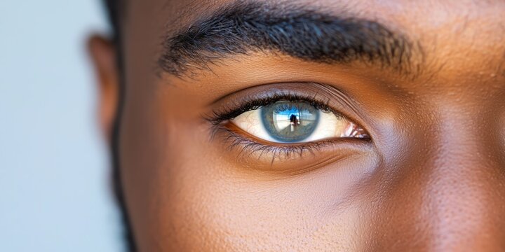 Closeup of a black man's eyes and eyebrows - Powered by Adobe