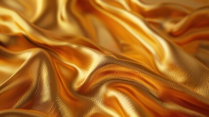 Obraz premium A close-up of a finely woven silk fabric in a shimmering gold, creating an elegant, flowing background