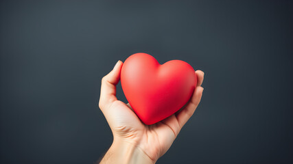 Obraz premium Hand holding heart on black background. Generative AI