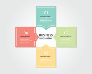 Business Infographic modern design template for banners and infographics for 4 square step 