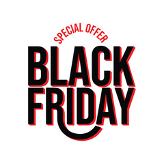 Black Friday neon typography banner vector illustration. Black Friday modern bold editable text. Design template for Black Friday sale banner, poster, greeting card, flyer. Sticker, tag, badge.