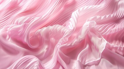 Fototapeta premium A close-up of finely pleated chiffon fabric in a soft pastel pink, creating delicate folds and shadows