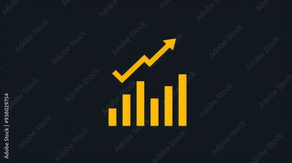 Poster A black and yellow graph with a yellow arrow pointing upward