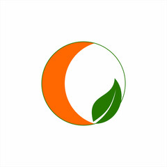 Abstract letter C logo design with crescent moon and leaf elements.