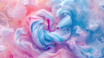 Obraz premium A colorful swirl of cotton candy in shades of pink, blue, and purple against a soft background