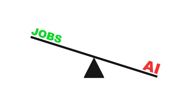 AI to Take Over majority of Jobs, unbalanced scale 4k animation