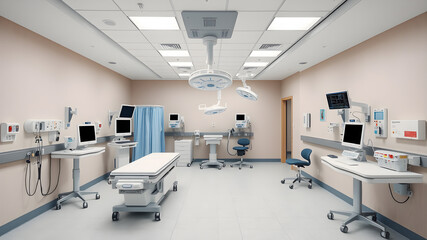 Patient operating room in hospital. Generative AI