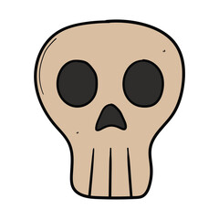 Hand drawn cartoon skull on white background. Halloween, anatomy.