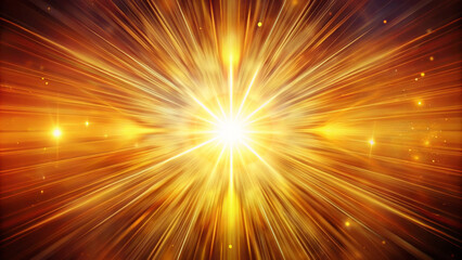 Dazzling golden light burst with radiant beams and sparkling particles