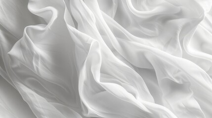 Obraz premium A flat lay of lightweight cotton fabric in a crisp white, with subtle folds and shadows