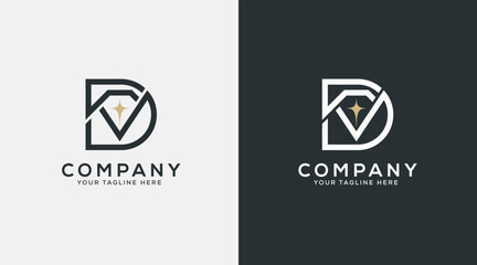 luxury and elegant letter D with diamond icon logo