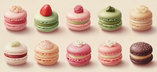 Obraz premium italian macarons and different toppings