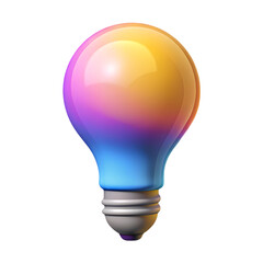 Gradient light bulb 3d rendered icon isolated on the transparent background