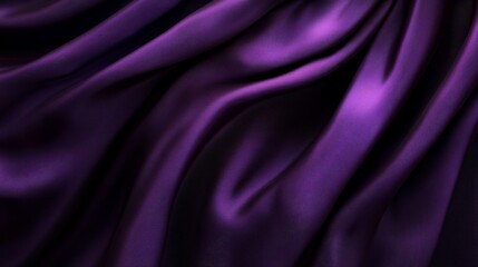 Fototapeta premium Purple Satin Fabric Background Texture - This image showcases a smooth, luxurious purple satin fabric with soft folds and wrinkles, symbolizing elegance, sophistication, and luxury. The deep purple hu