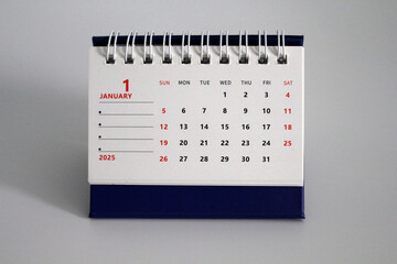 Monthly calendar template for the new year 2025 desk calendar,isolated on white background.