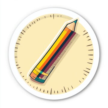 recommend clip art: Sticker of a pencil and ruler in circle shape, flat vector illustration, on white background, digital sticker, clipart, icon -