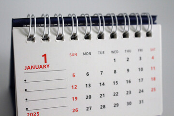 Monthly calendar template for the new year 2025 desk calendar,isolated on white background.