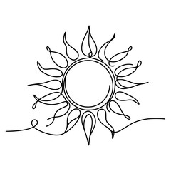 one line drawing nature sun vector illustration template design