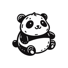cartoon panda doodle hand drawn vector illustration template design