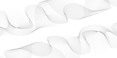 White wave curve lines banner background design. Abstract soft wave lines dynamic flowing gray light isolated background. Vector Illustration of the gray pattern of lines. Black stripes on white .	
