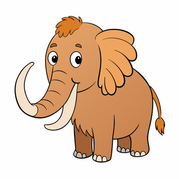 cartoon brown mammoth smiling clip art preview