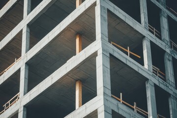 Fototapeta premium Concrete Structure of a Building Under Construction