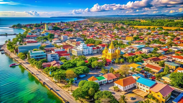 Vibrant colorful map of Kupang City showcasing its streets, landmarks, and surroundings, highlighting its significance as the capital of East Nusa Tenggara province, Indonesia.