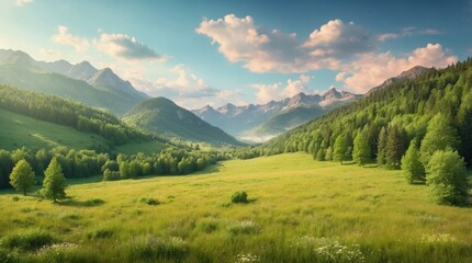 Obraz premium Beautiful sun on the horizon and summer hills