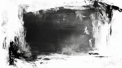 Fototapeta premium Abstract Black and White Brushstroke Background - A dramatic abstract background featuring a black brushstroke on a white background. It symbolizes creativity, energy, movement, and the interplay of l