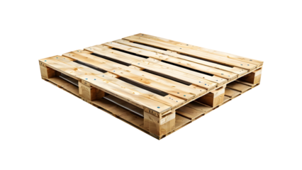 Wooden pallet isolated on a transparent or white background.