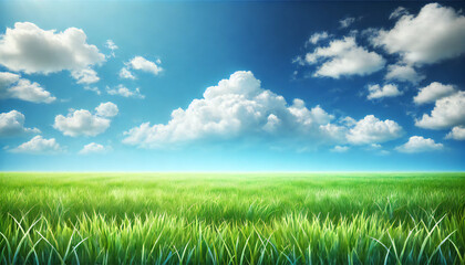 Obraz premium 芝生と青空. Grass and Blue Sky. AI generated.