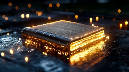 A 3D Declaration of Independence with soft glowing text, symbolizing the founding principles of America.