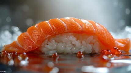 Elegant Sushi with Fresh Fish and Garnishes, Food Photography